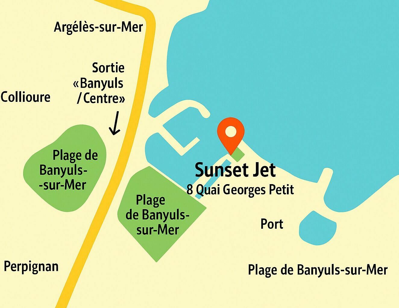 Carte localisation Sunset Jet Banyuls sur mer